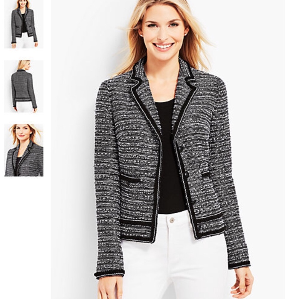 Talbots fringe tweed jacket EUC